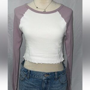 Aeropostale White and Lavender Crop Top